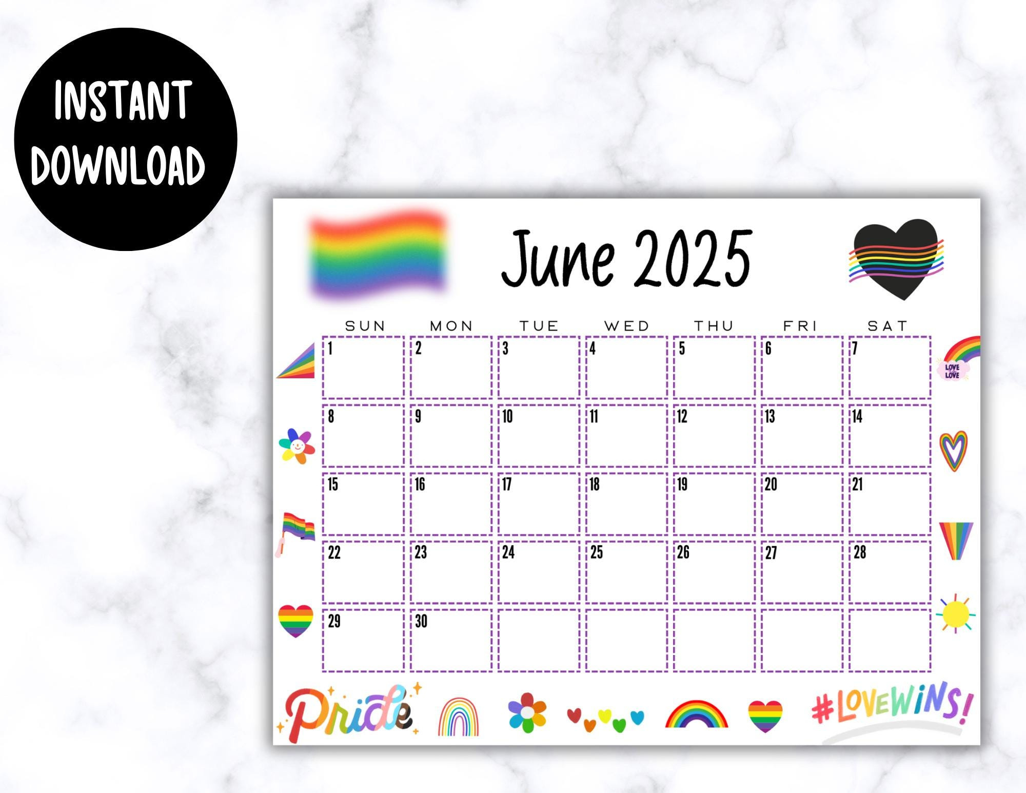 Editierbarer Kalender Juni 2025 | Lgbtq+ Monatsplaner | Printable with regard to June 2025 Pride Month Calendar