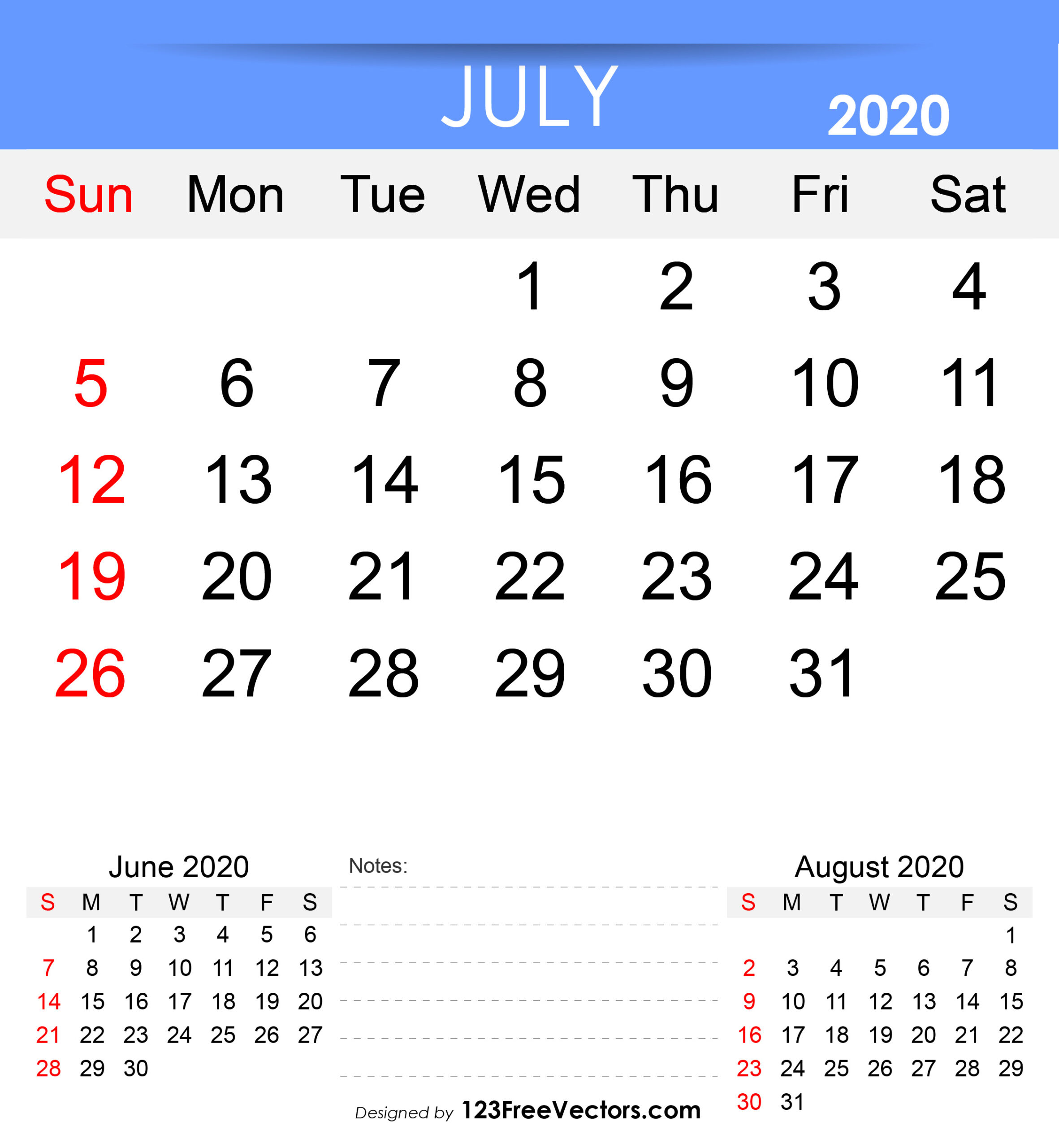 Free Download Free Printable July 2020 Calendar regarding Free Printable Calendar July 202