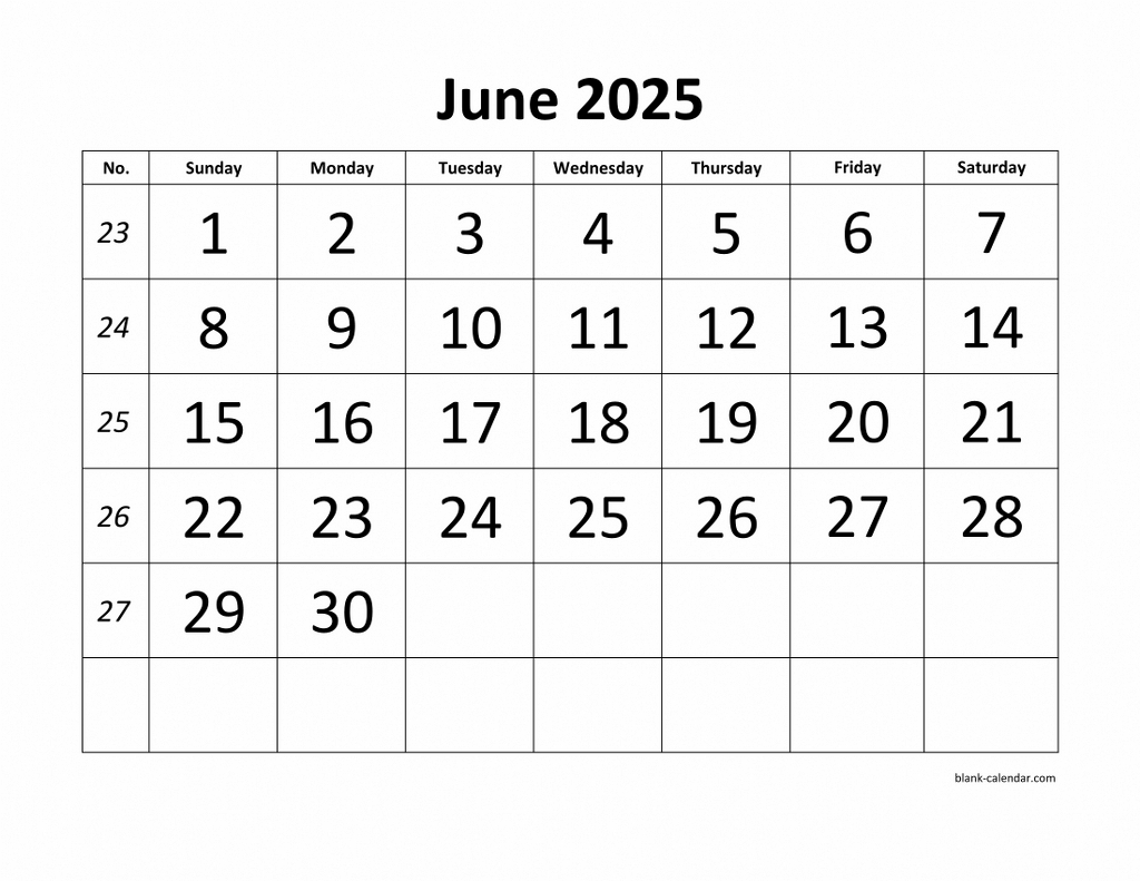 Free Download Printable June 2025 Calendar, Large Font Design intended for Show Me The Calendar For The Month Of June 2025