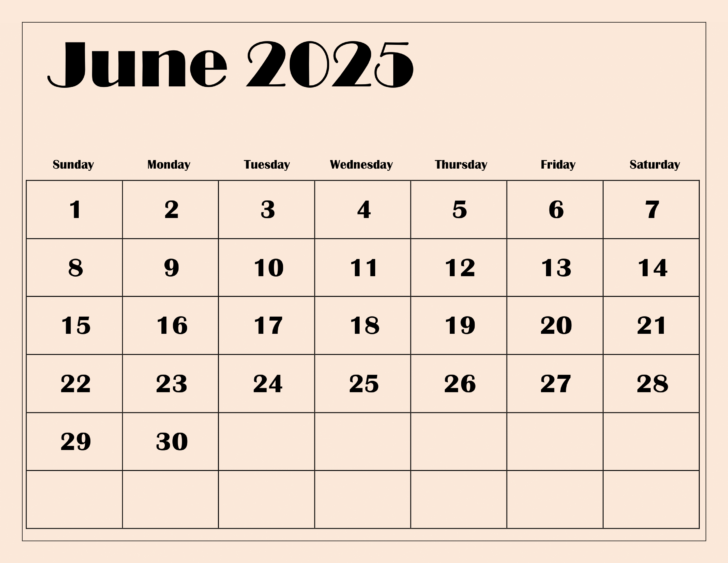 Print Calendar For June 2025