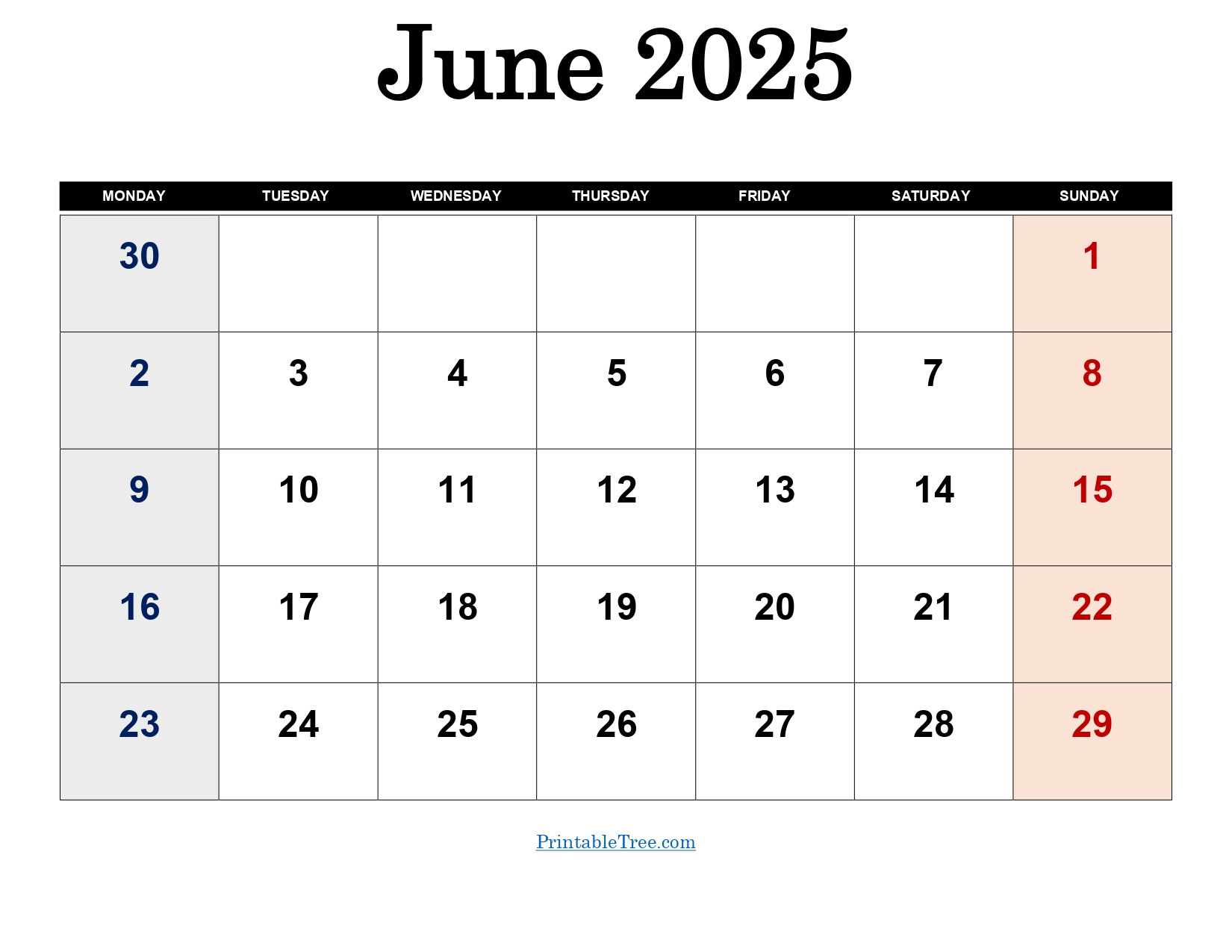 Free June 2025 Calendar Printable Pdf Template With Holidays throughout June 2025 Calendar Monday Start
