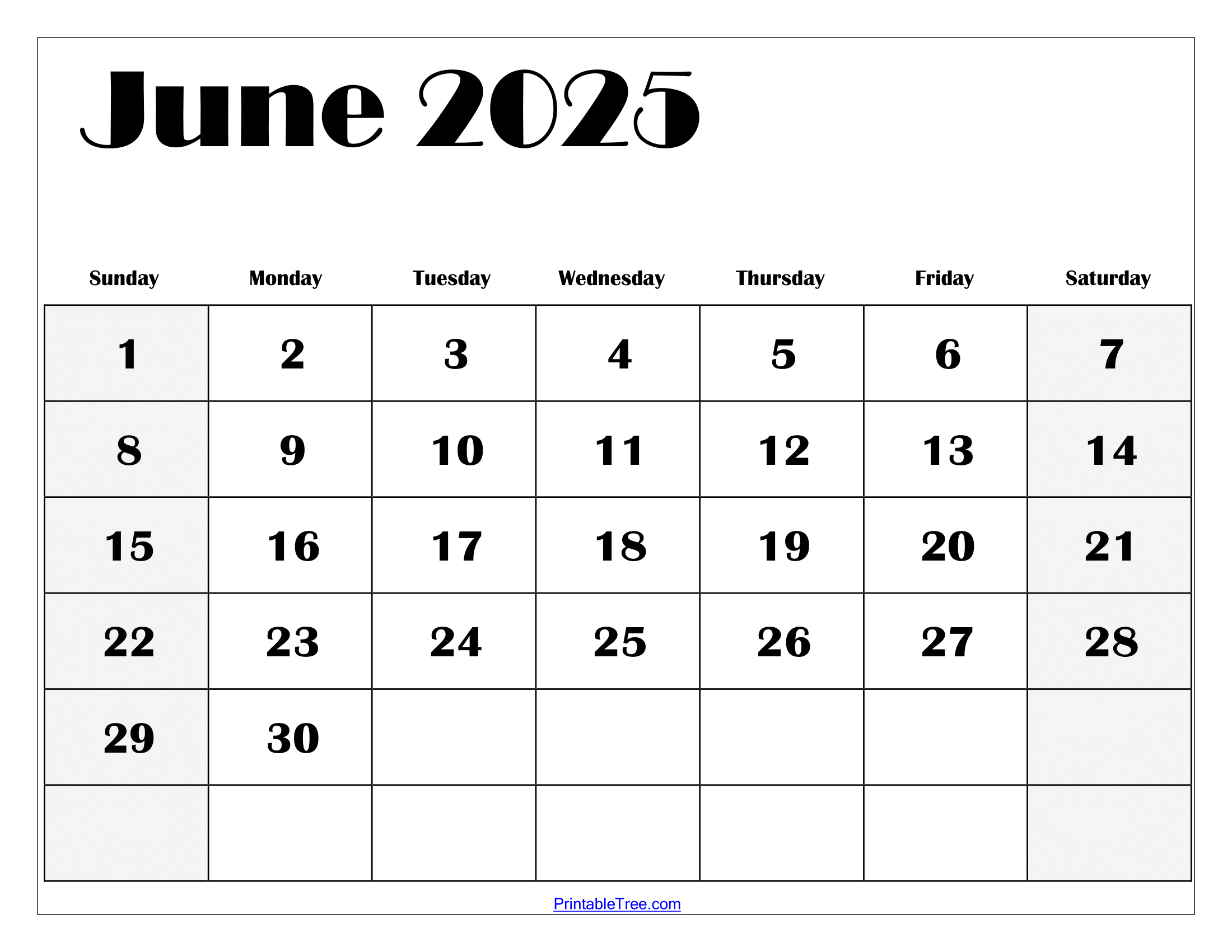 Free June 2025 Calendar Printable Pdf Template With Holidays with June Blank Printable Calendar 2025
