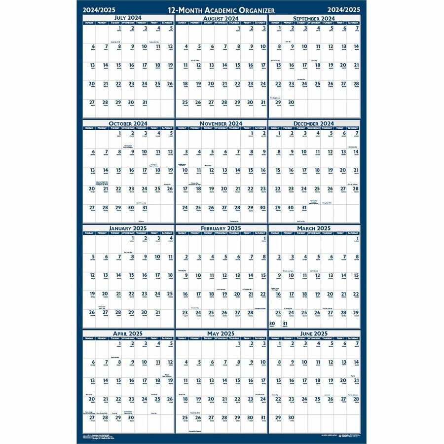 House Of Doolittle Academic July-June Wall Calendar - Julian Dates in July 2024 - June 2025 Calendar