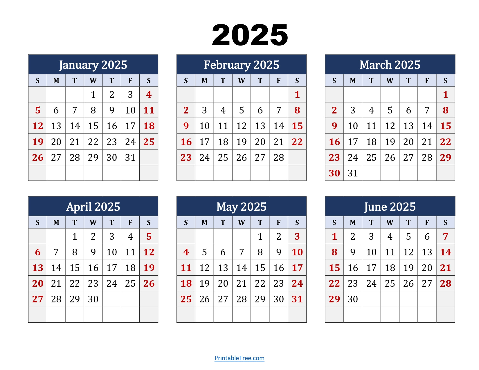 January To June 2025 Calendar Printable Pdf | Si Months Calendar with regard to January June 2025 Calendar Printable
