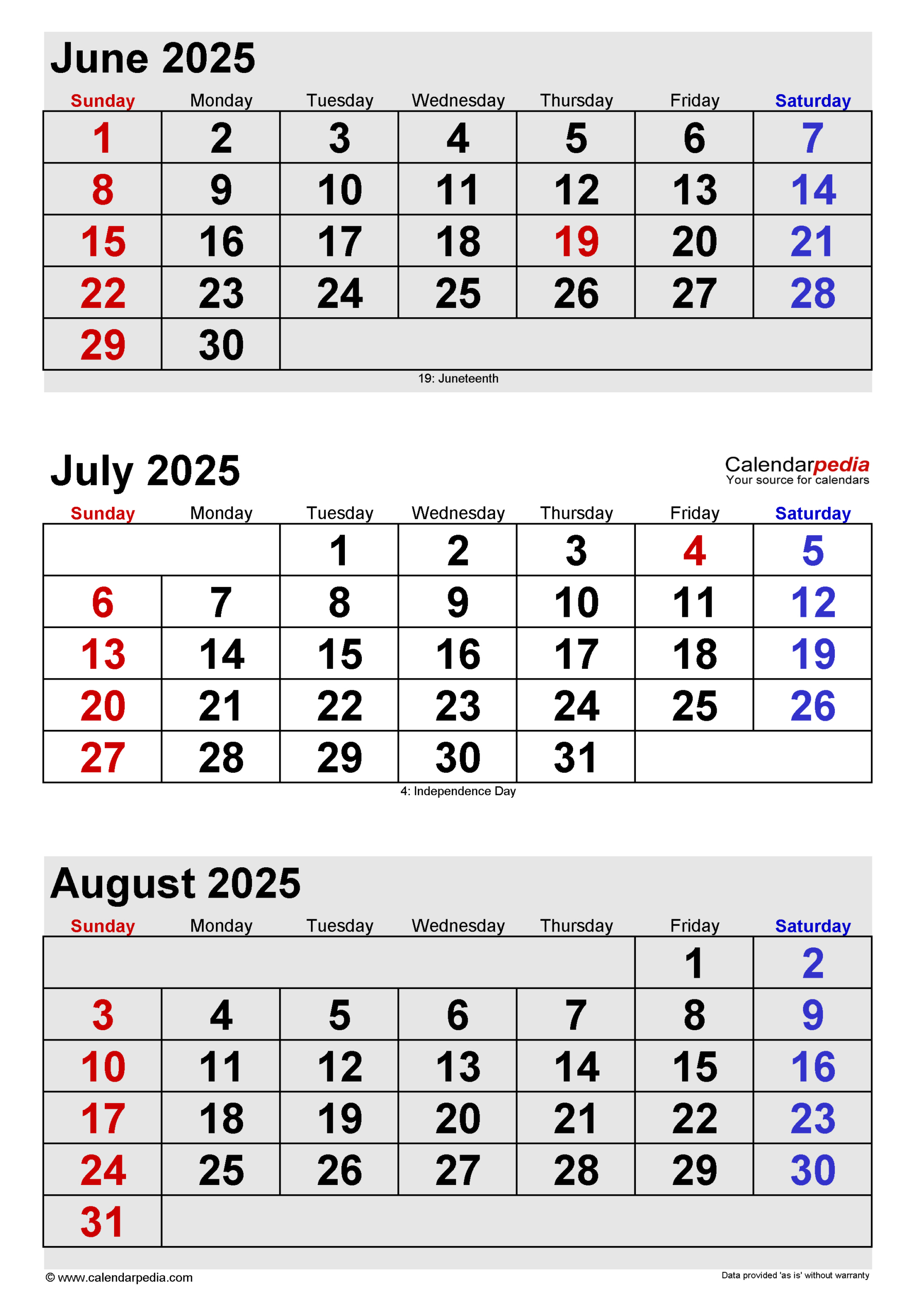 July 2025 Calendar | Templates For Pdf, Excel And Word with regard to June July August 2025 Calendar Editable