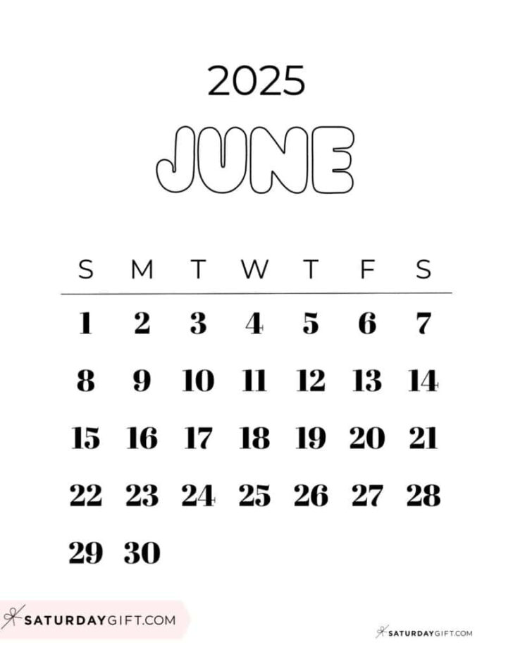 Cute Printable June Calendar 2025