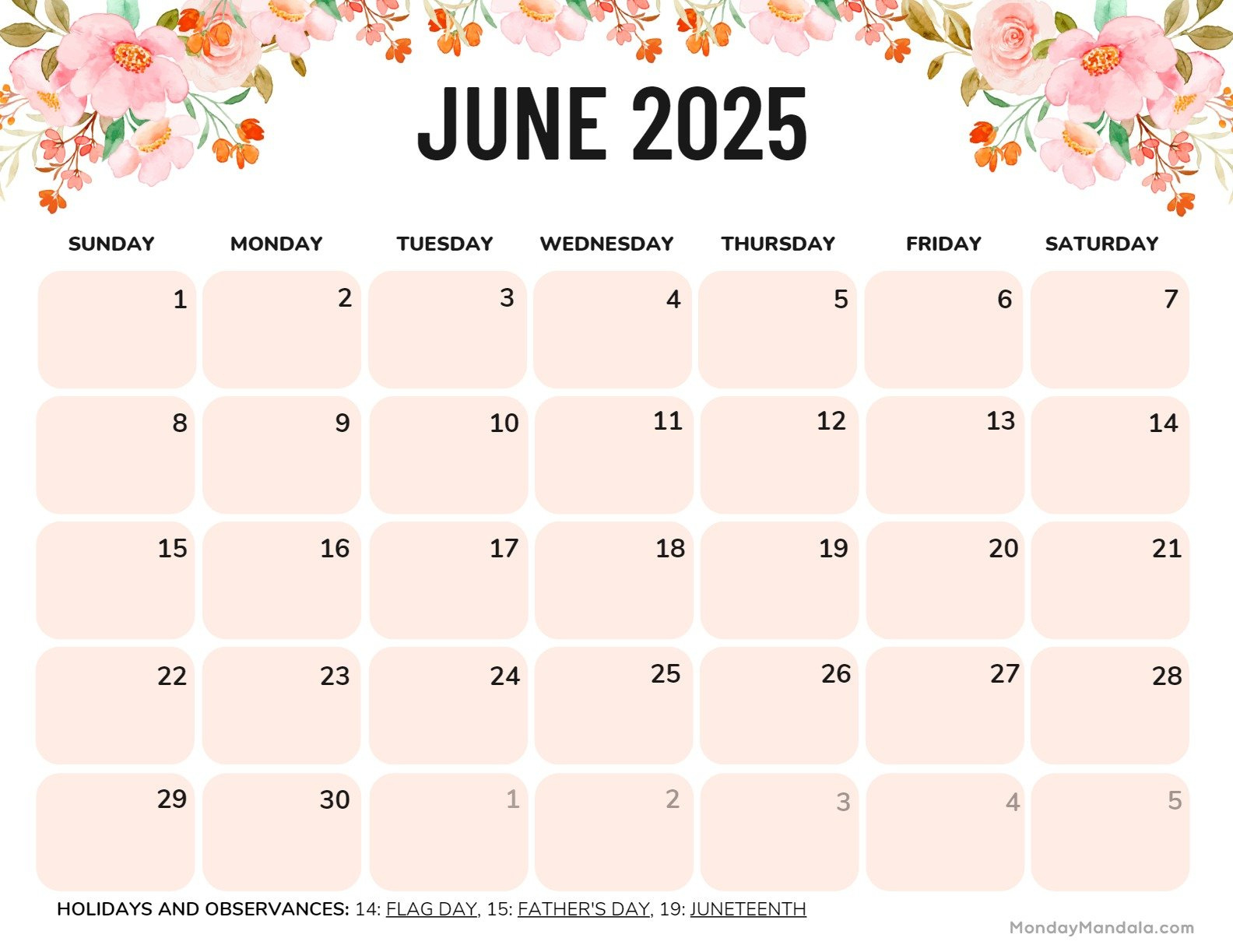 June 2025 Calendar (52 Free Pdf Printables) throughout Show Me The June 2025 Calendar
