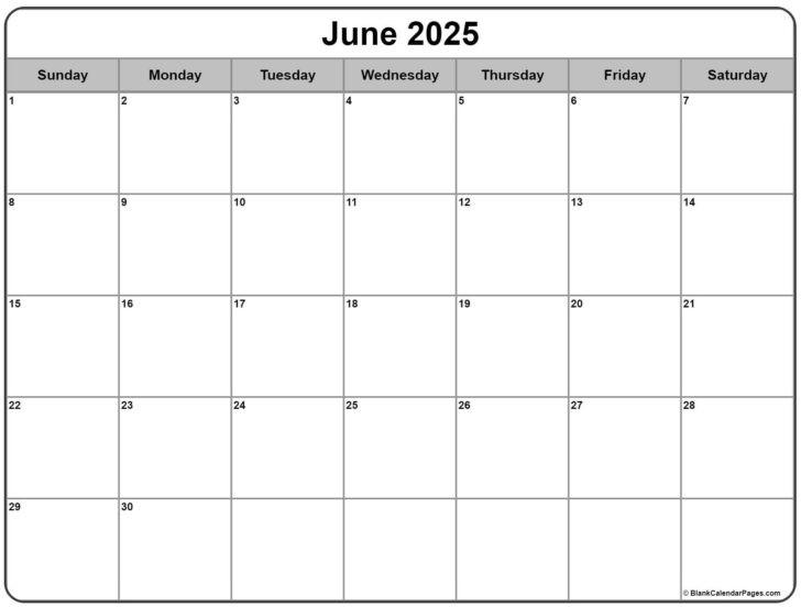 Calendar For The Month Of June 2025
