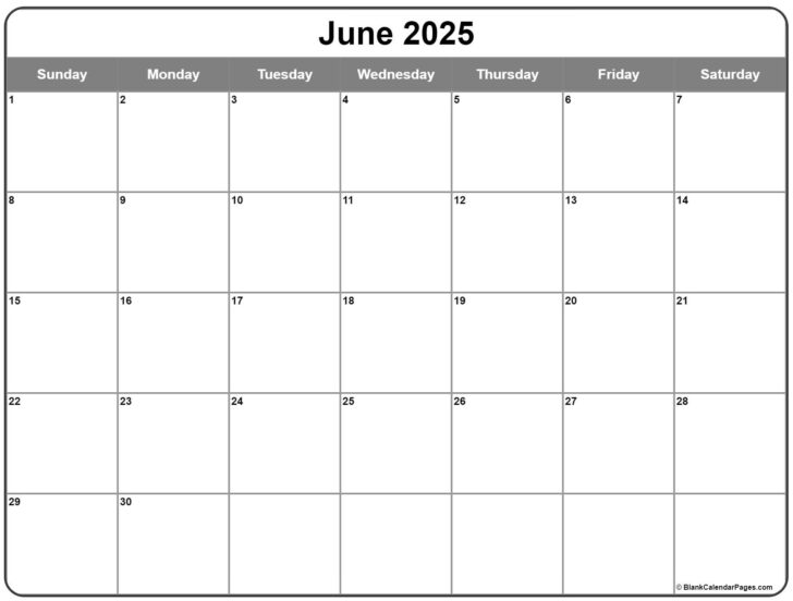 The Month Of June 2025 Calendar
