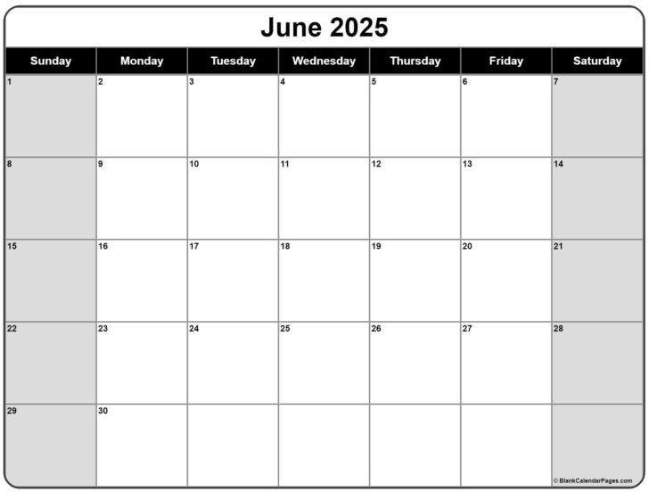 Blank June Calendar 2025