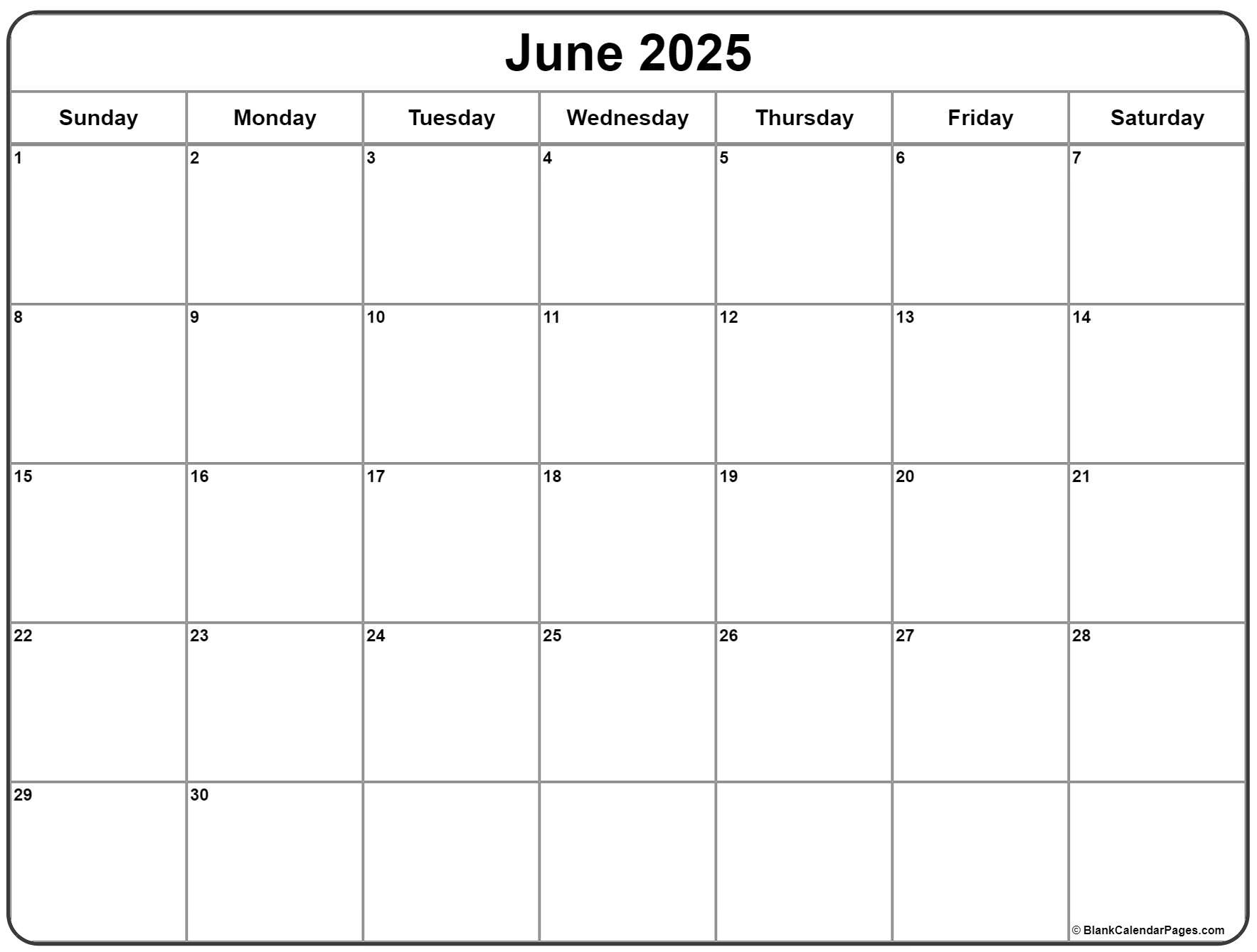 June 2025 Calendar | Free Printable Calendars pertaining to Grab Calendar June 2025