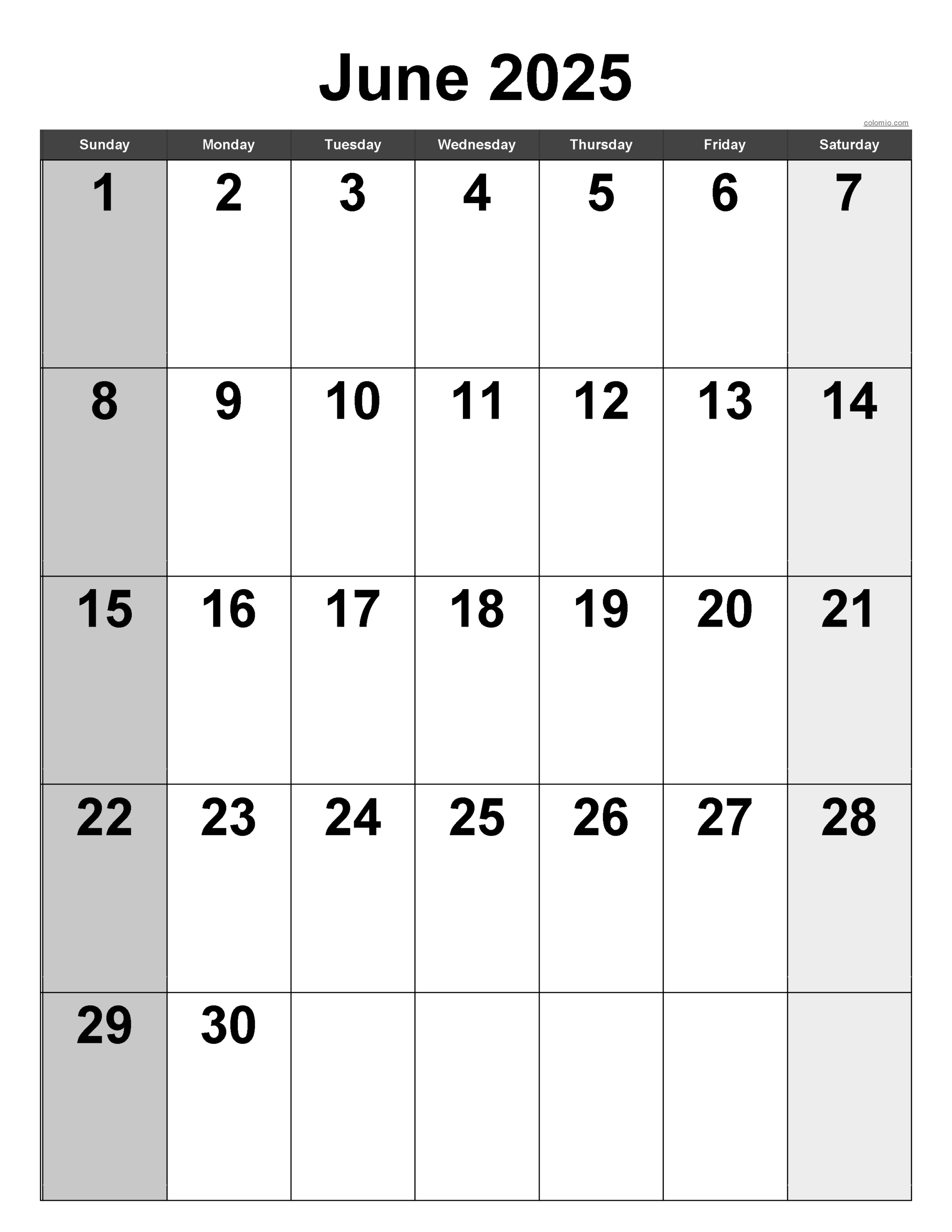 June 2025 Calendar | Free Printable Pdf, Xls And Png pertaining to June 2025 Calendar Vertical