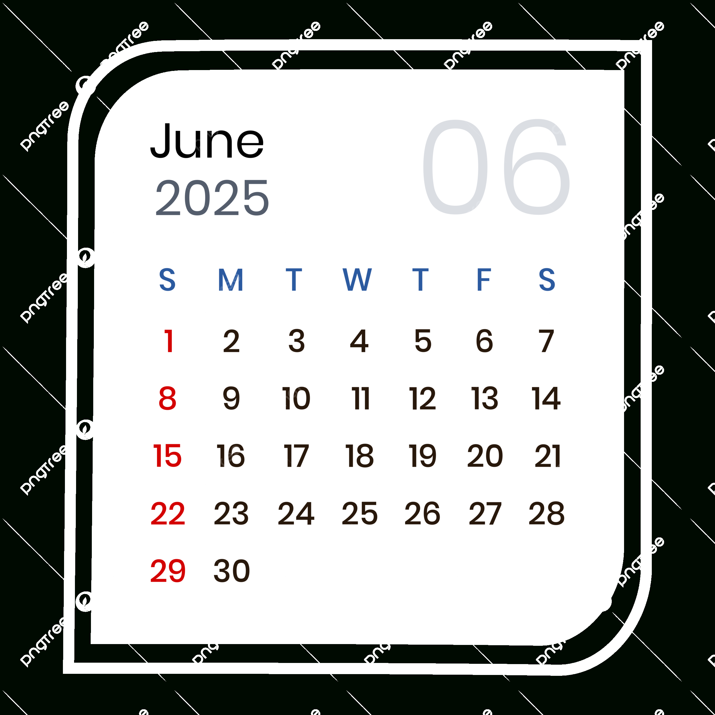 June 2025 Calendar Minimalist Vector, June 2025, June 2025 pertaining to June 2025 Calendar Png