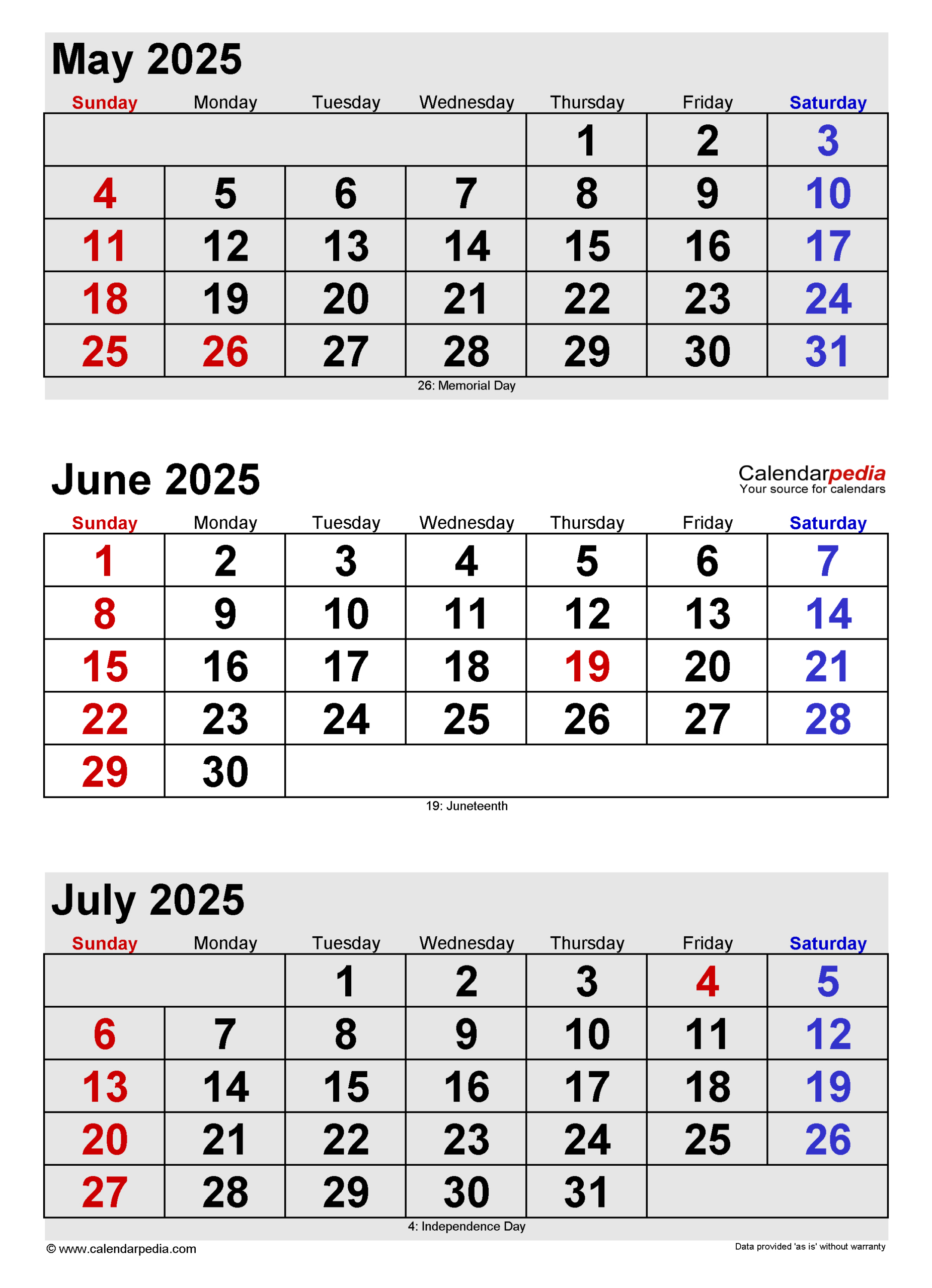 June 2025 Calendar | Templates For Pdf, Excel And Word intended for May June July 2025 Calender