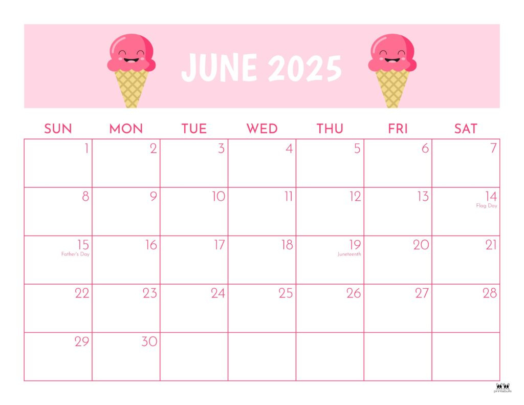 June 2025 Calendars - 107 Free Printables | Printabulls for Cute June 2025 Calendar