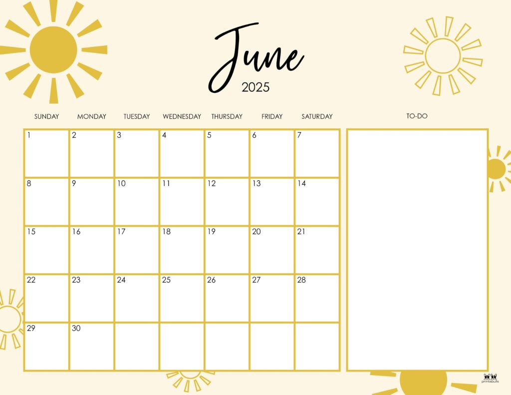 June 2025 Calendars - 107 Free Printables | Printabulls for June Calendar 2025 Printable Cute