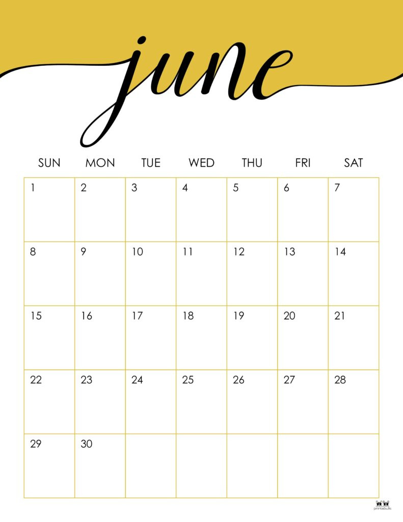 June 2025 Calendars - 107 Free Printables | Printabulls in June 2025 Calendar Printable Portrait