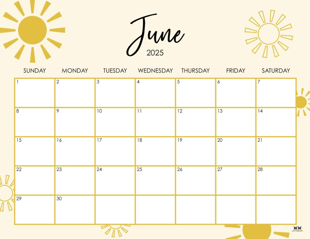June 2025 Calendars - 107 Free Printables | Printabulls intended for June Themes For Calendar 2025