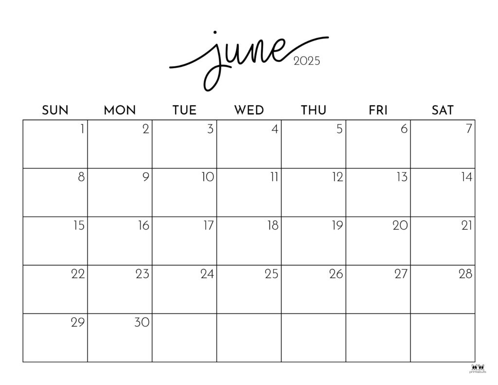 June 2025 Calendars - 107 Free Printables | Printabulls intended for Show Me The June 2025 Calendar