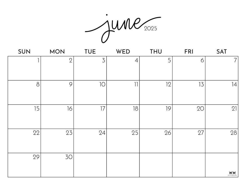 June 2025 Calendars - 107 Free Printables | Printabulls pertaining to June Calendar 2025
