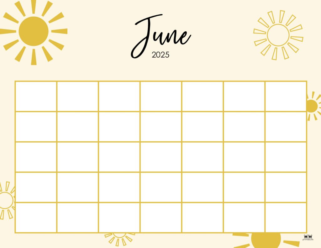 June 2025 Calendars - 107 Free Printables | Printabulls regarding Cute Printable June Calendar 2025