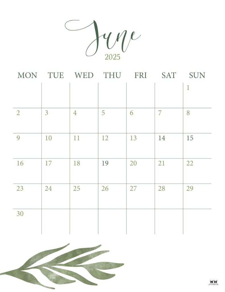 June 2025 Calendars - 107 Free Printables | Printabulls regarding June Vertical Calendar 2025