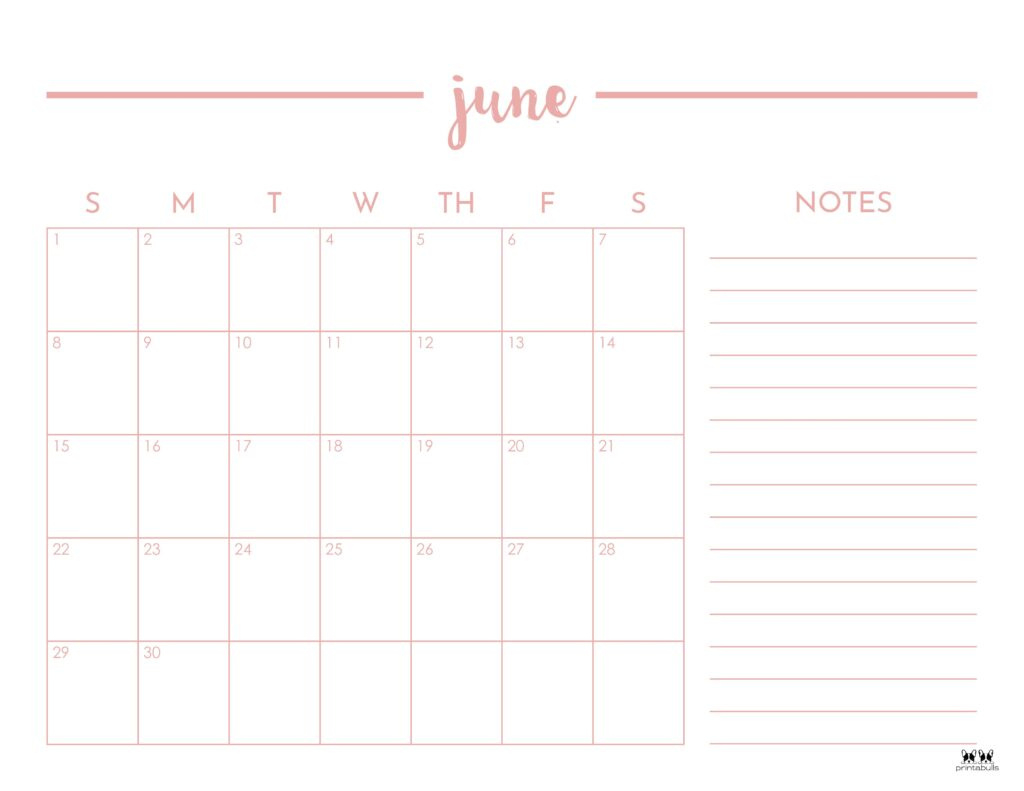 June 2025 Calendars - 107 Free Printables | Printabulls throughout June 2025 Calendar With Lines