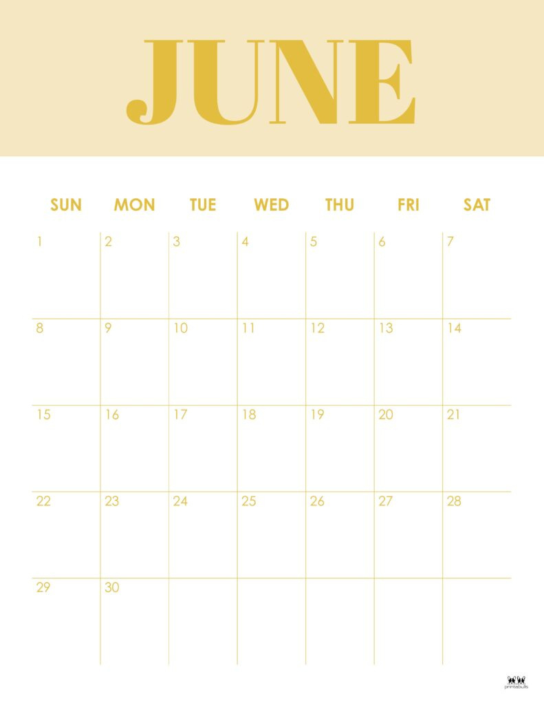 June 2025 Calendars - 107 Free Printables | Printabulls with Colorful June 2025 Calendar Printable