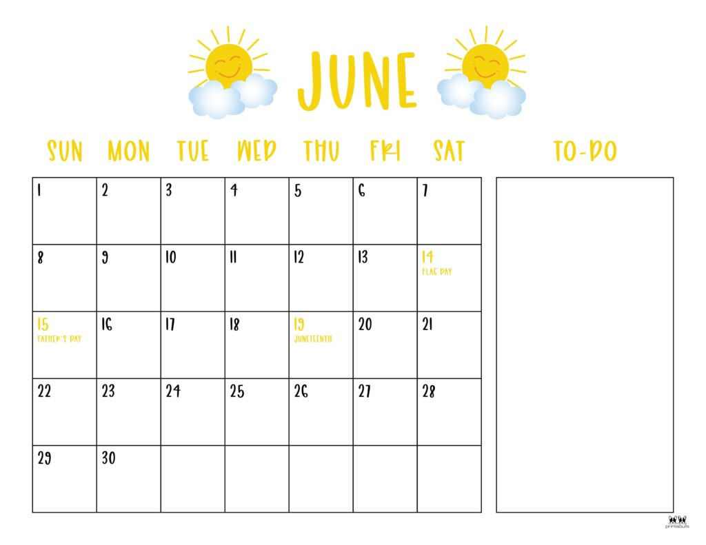 June 2025 Calendars - 107 Free Printables | Printabulls with regard to Printable June Calendar with Holidays