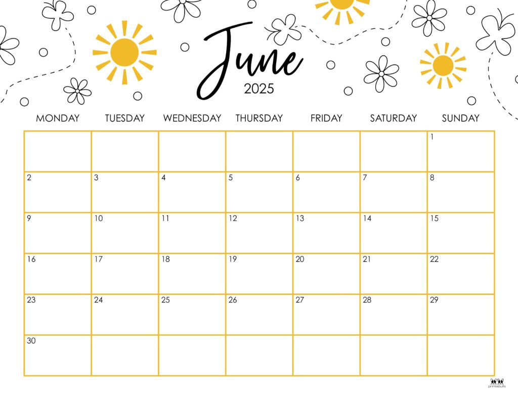 June 2025 Calendars - 107 Free Printables | Printabulls within June Blank Calendar 2025