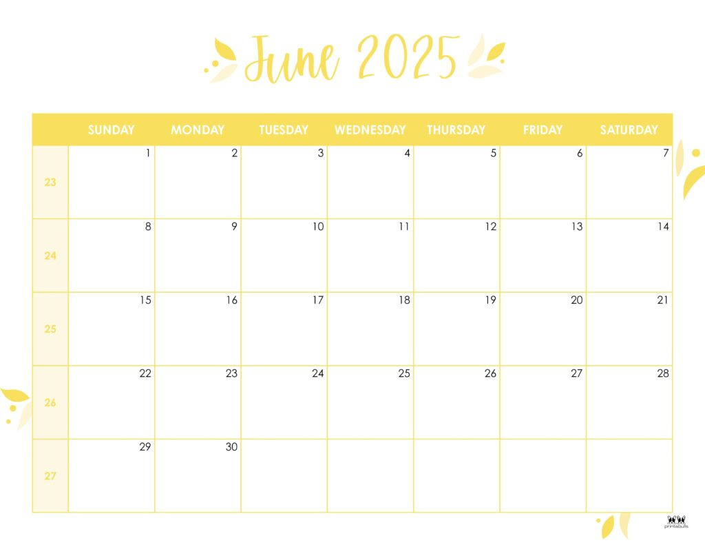 June 2025 Calendars - 107 Free Printables | Printabulls within Show Me A Calendar For The Month Of June 2025