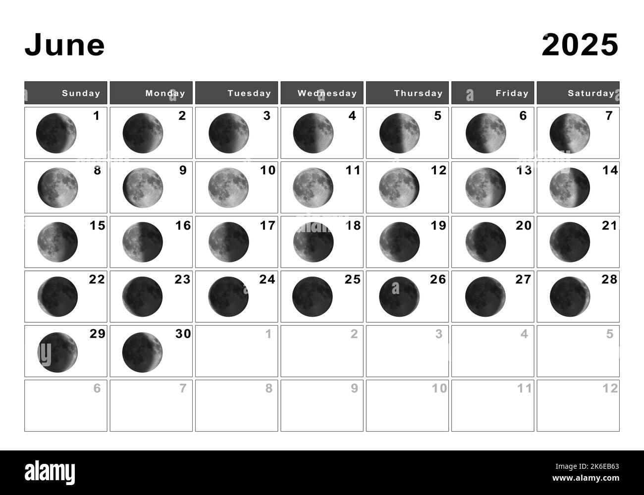 June 2025 Lunar Calendar, Moon Cycles, Moon Phases Stock Photo - Alamy pertaining to Moon Calendar 2025 June