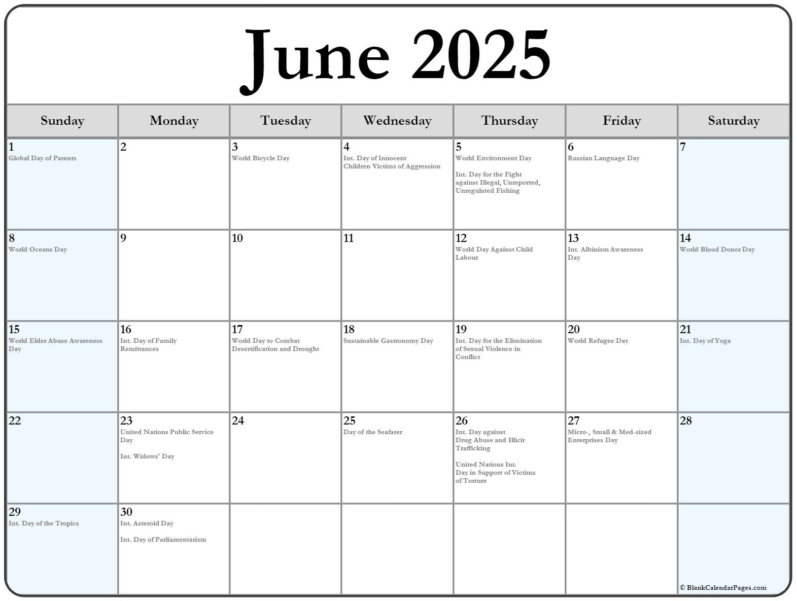 June 2025 With Holidays Calendar intended for Show June 2025 Calendar