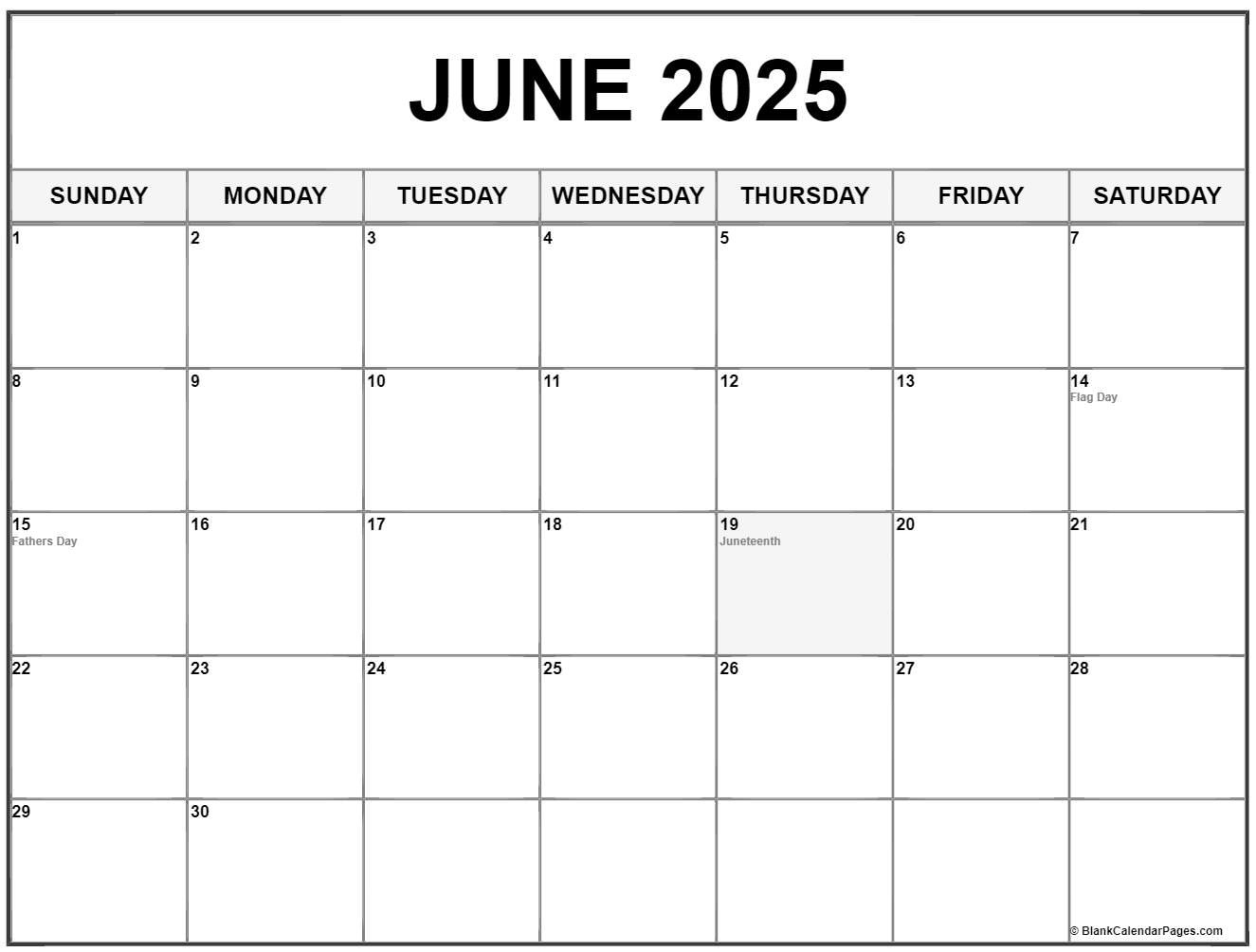 June 2025 With Holidays Calendar pertaining to Calendar For June 2025 with Holidays