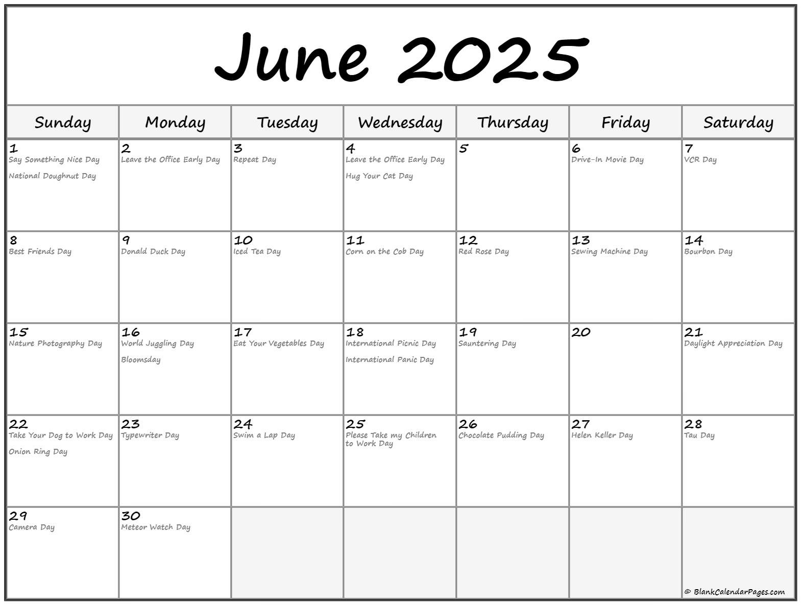 June 2025 With Holidays Calendar with regard to National Day Calendar For June 2025