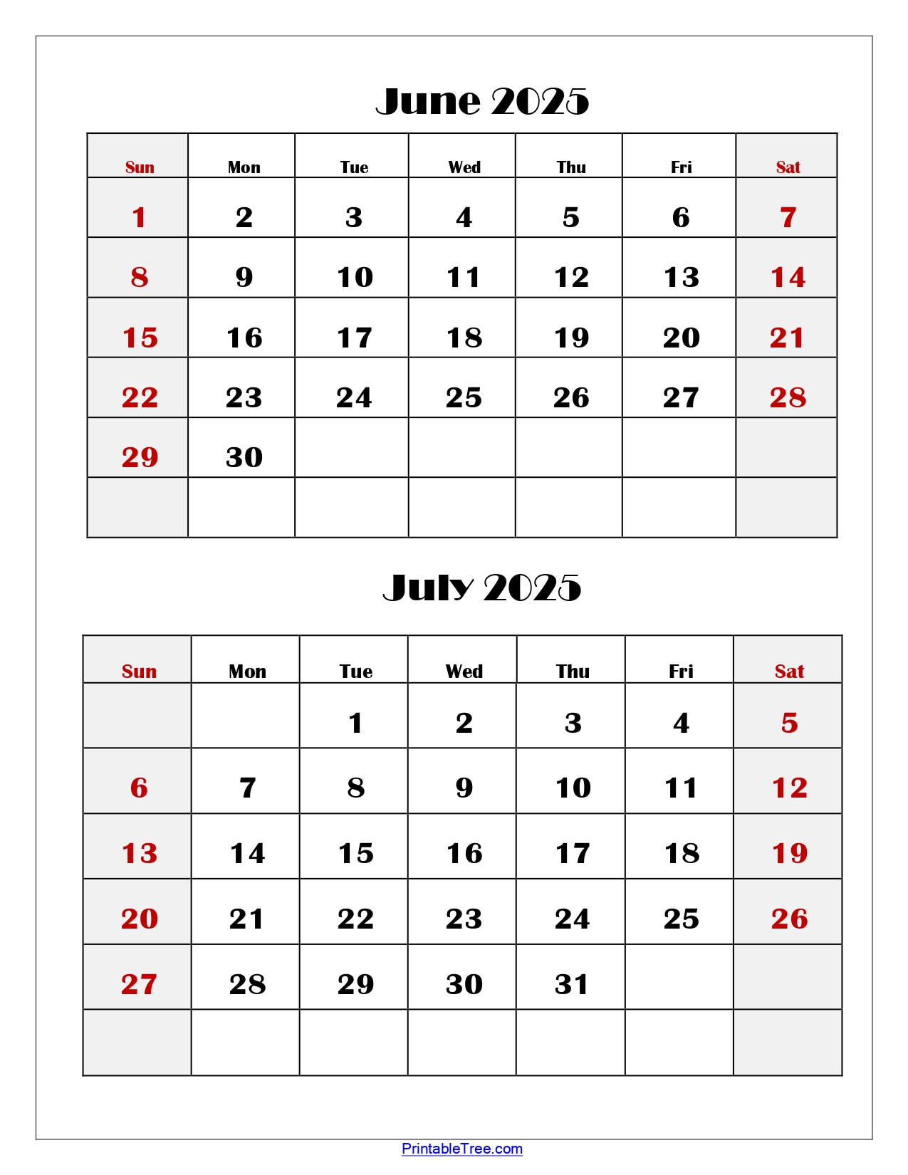 June And July 2025 Calendar Printable Pdf | Two Months Calendar intended for June And July 2025 Calender