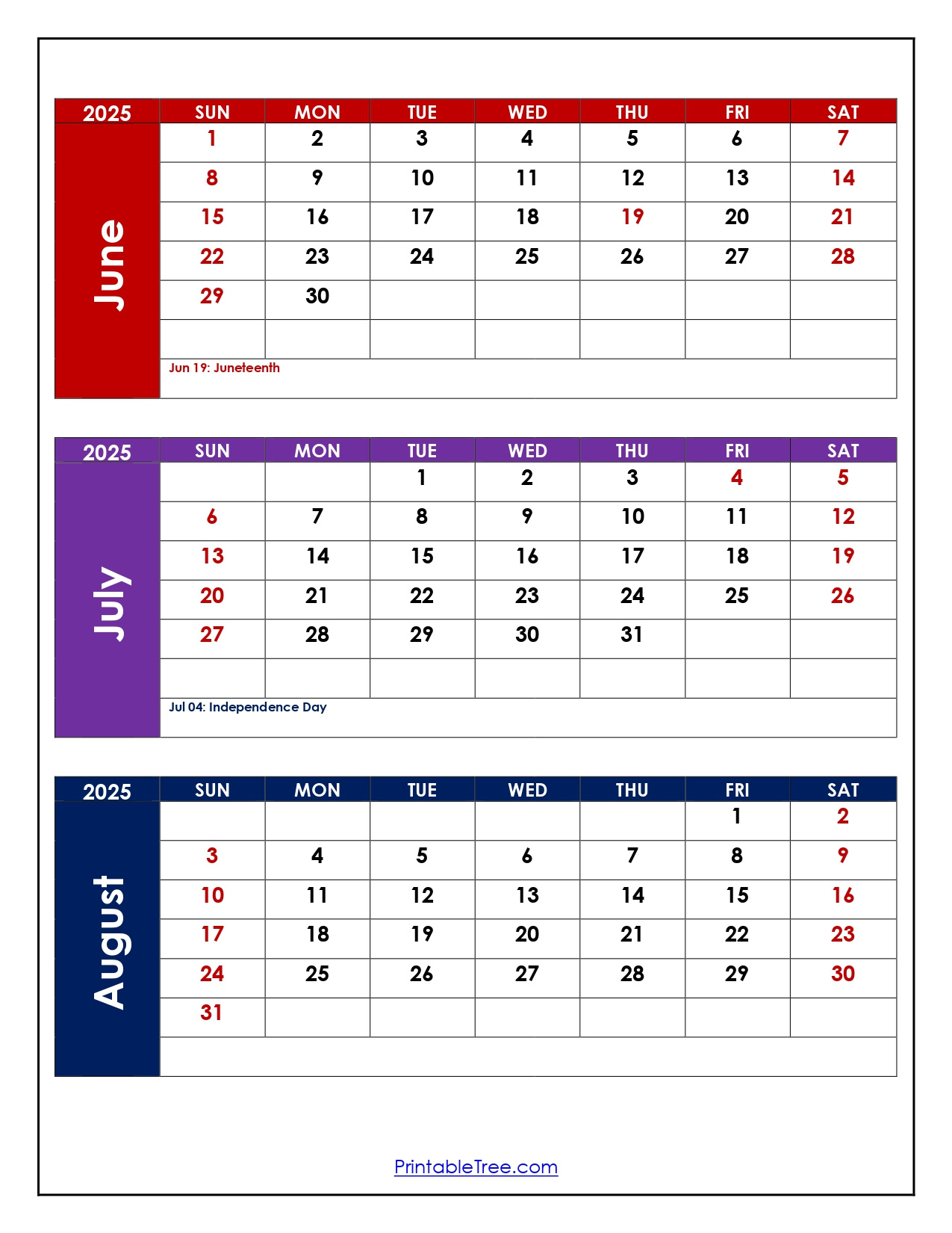 June To August 2025 Calendar Printable Pdf | Three Months Calendar pertaining to June to August Calendar 2025