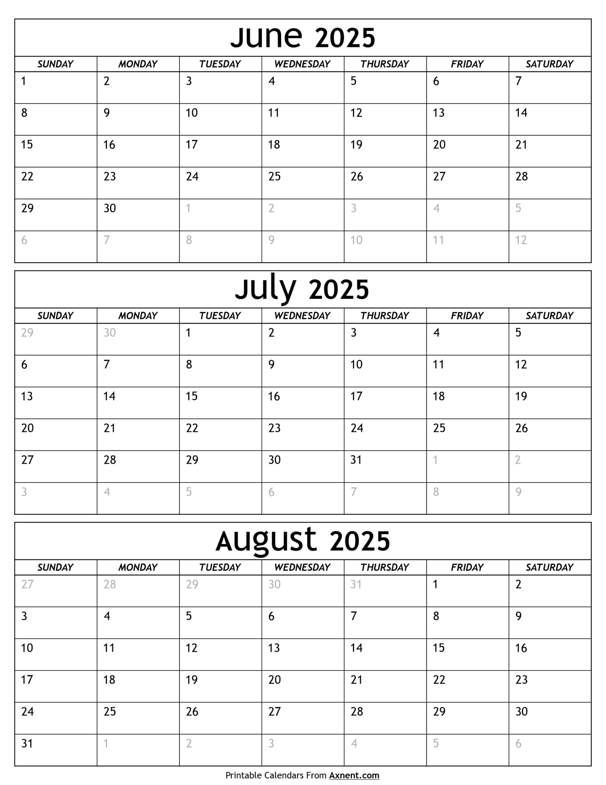 June To August Calendar 2025 Templates - Three Months pertaining to June Through August Calendar 2025