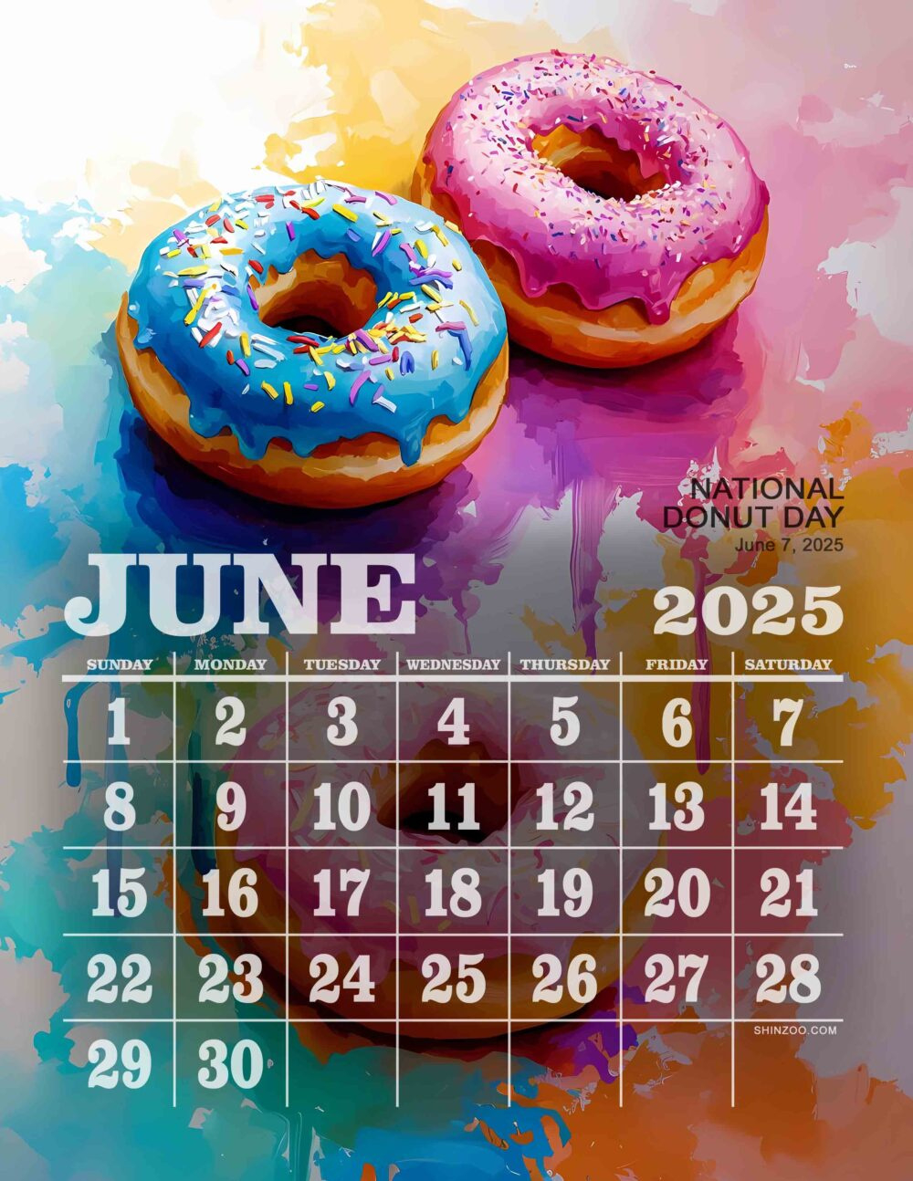 National Donut Day 2025 June Calendar Donut Lover Pastry Calendar with regard to National Calendar Day June 2025