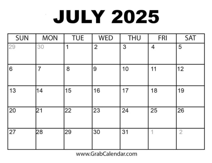 July 2024 to June 2025 Calendar Printable Free