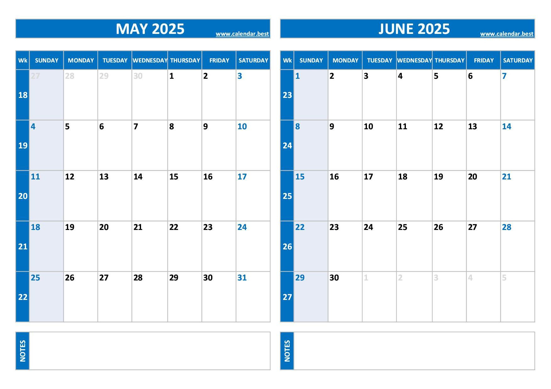 Printable May And June 2025 Calendar - Free Pdf &amp;amp; Jpg Downloads for June 2025 Calendar General Blue