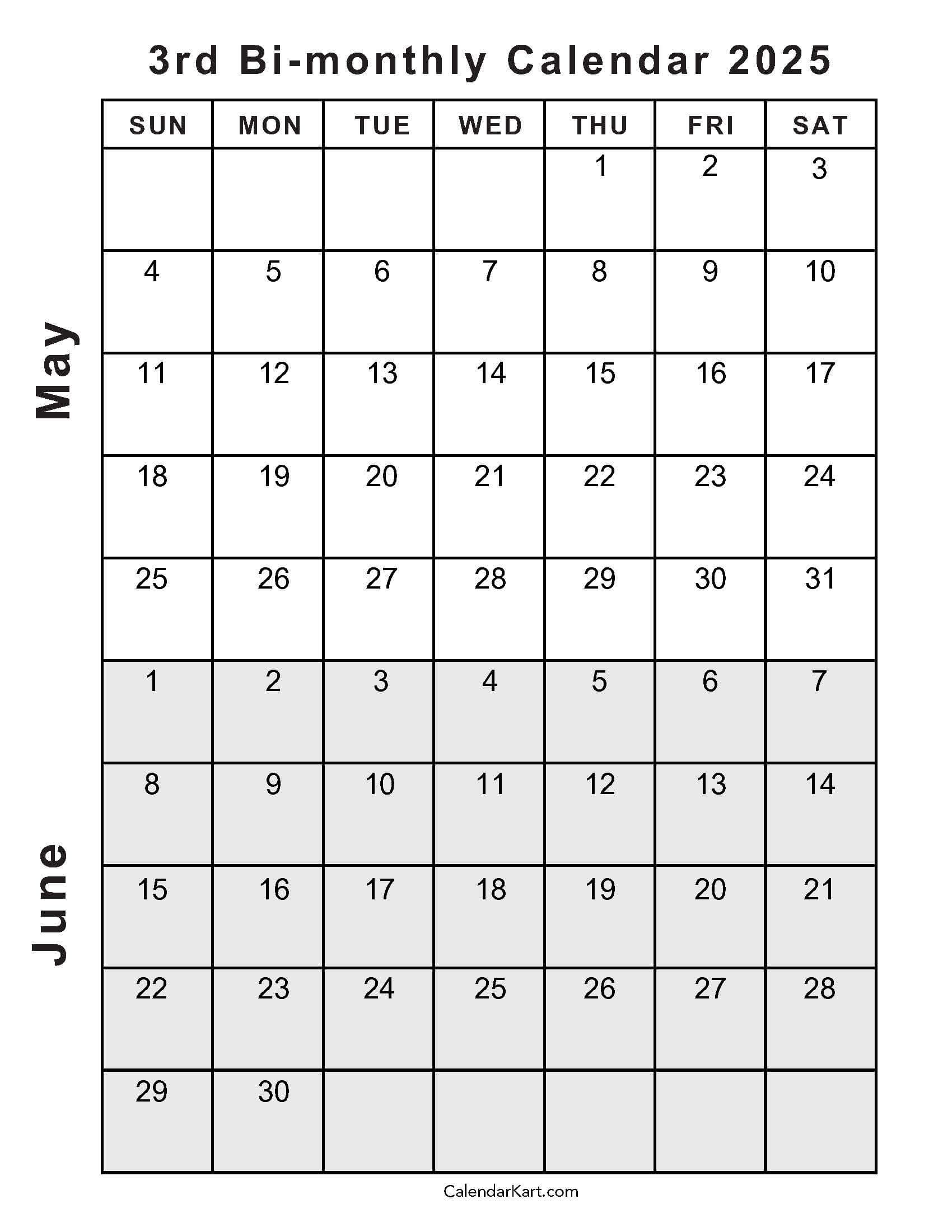 Printable May June 2025 Calendar Templates | Calendarkart with regard to Blank Calendar May And June 2025