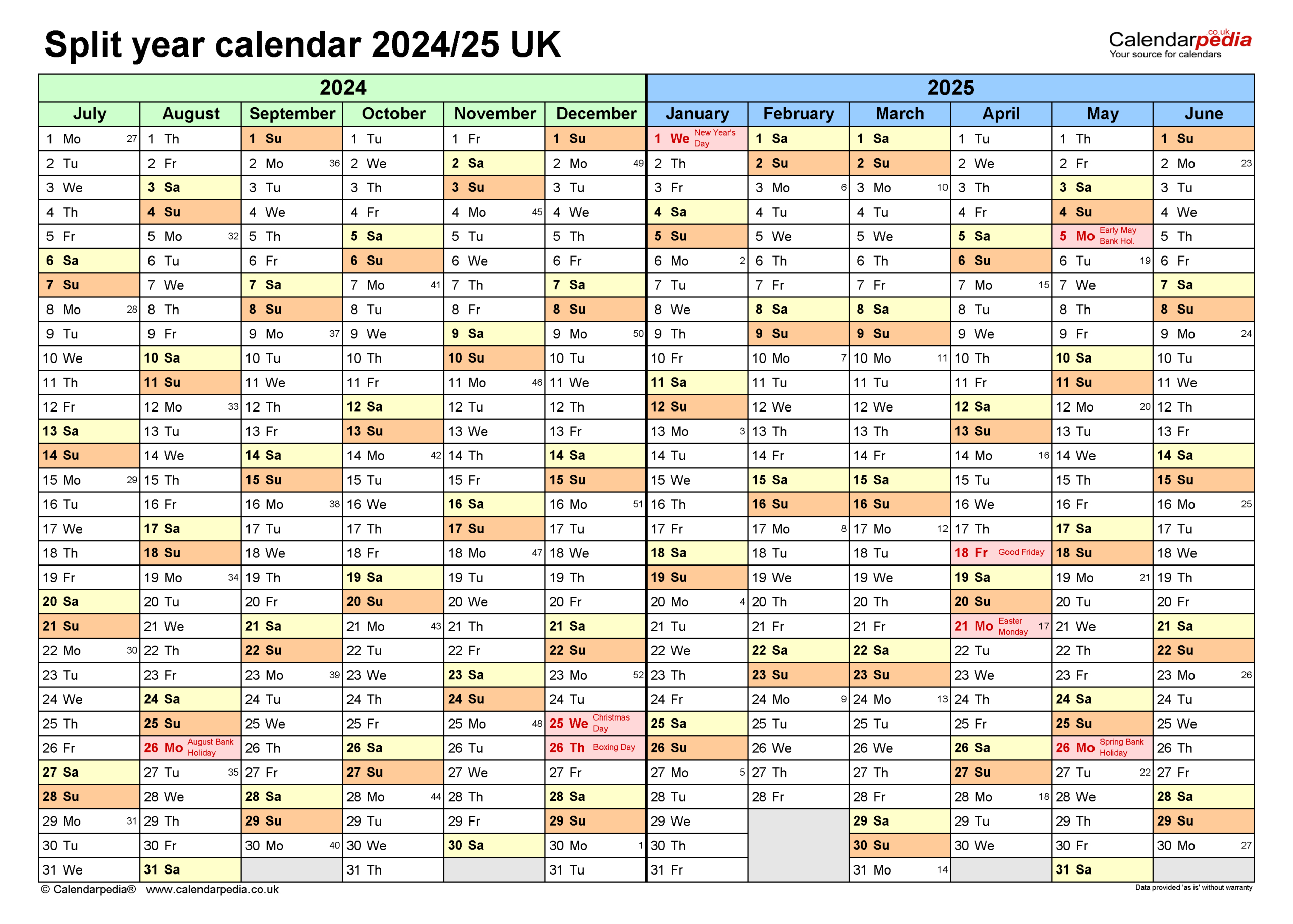 Split Year Calendars 2024/25 Uk (July To June) For Pdf in September 2024 June 2025 Calendar Printable