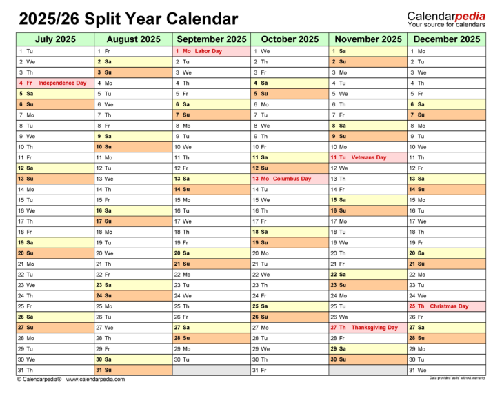 Printable Calendar July 2024 Through June 2026