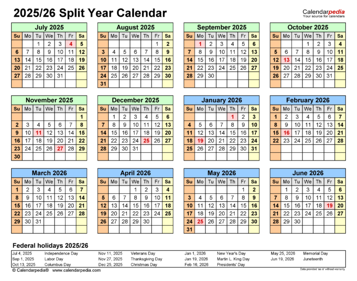 June 2025 and July 2026 Calendar