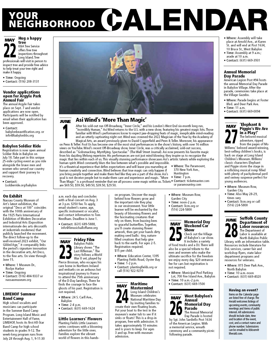 Your Neighborhood Calendar - Babylon Beacon with regard to June Journey Calendar Of Events 2025