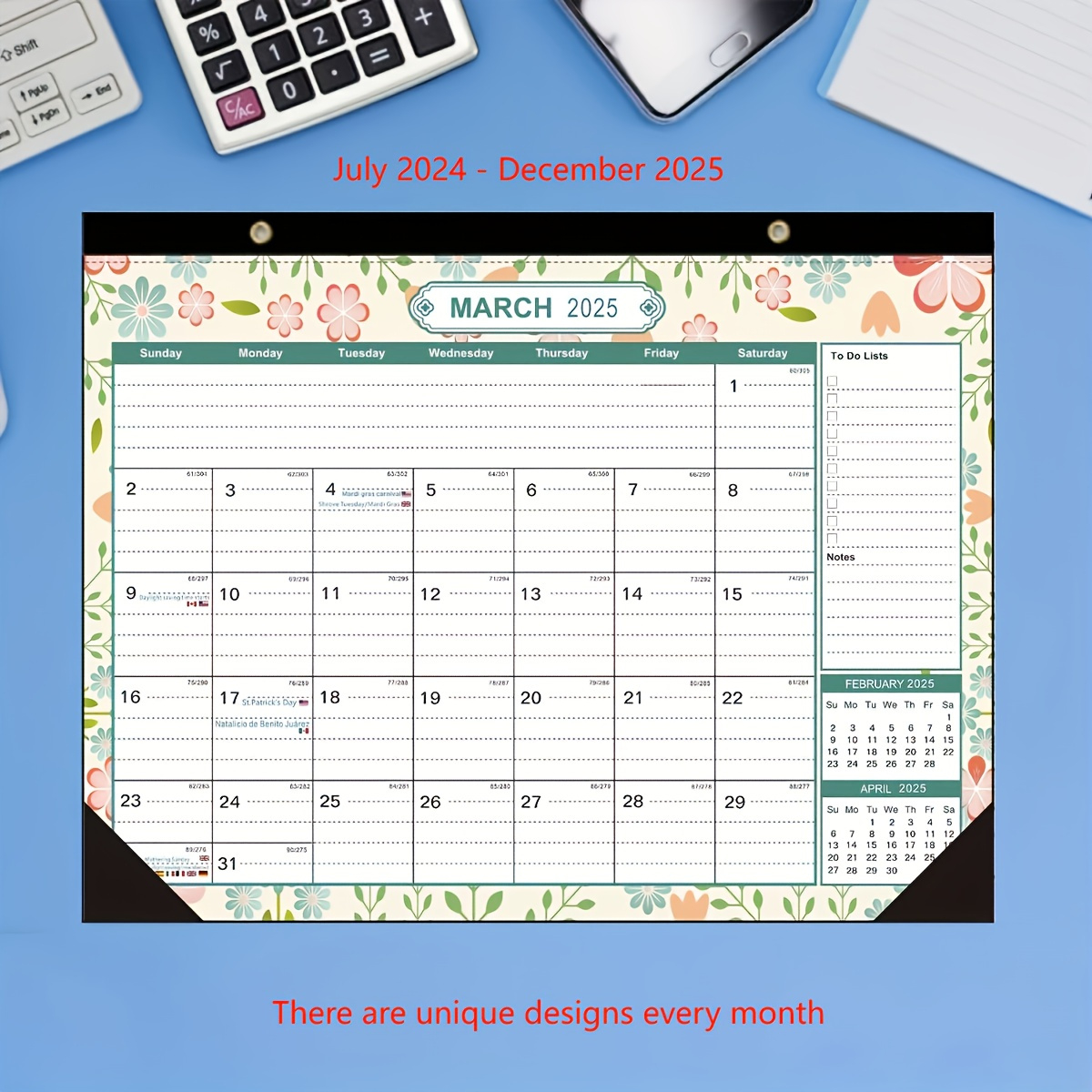 2025 Desk Calendar With Pvc Protective Cover - Waterproof &amp;amp; Scratch-Resistant, Unique Monthly Designs For July 2024 To * 2025, Office And Home with July Calendar 2025 Waterproof