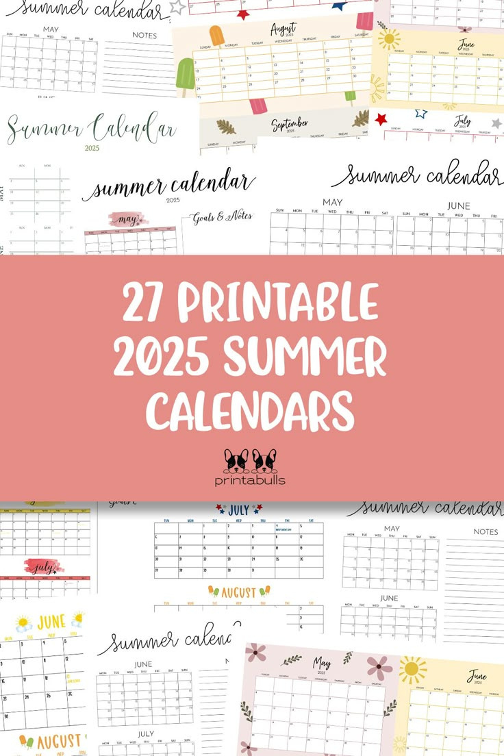 2025 Summer Calendars - 27 Free Printables | Printabulls pertaining to July Calendar 2025 Waterproof