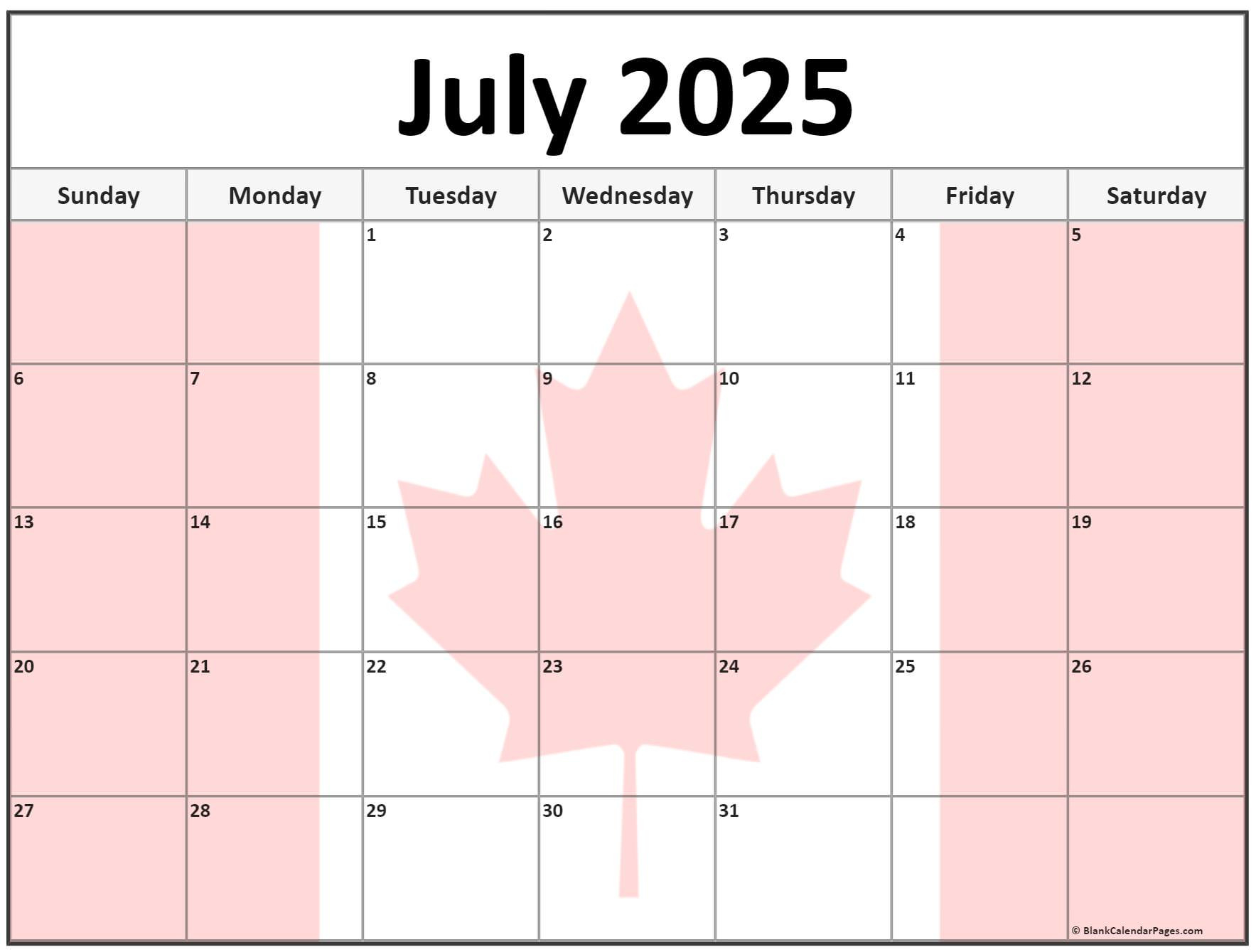 Collection Of July 2025 Photo Calendars With Image Filters. intended for July Calendar 2025 Printable Wiki