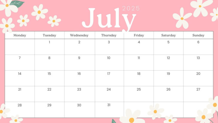 Free Editable July 2025 Calendar